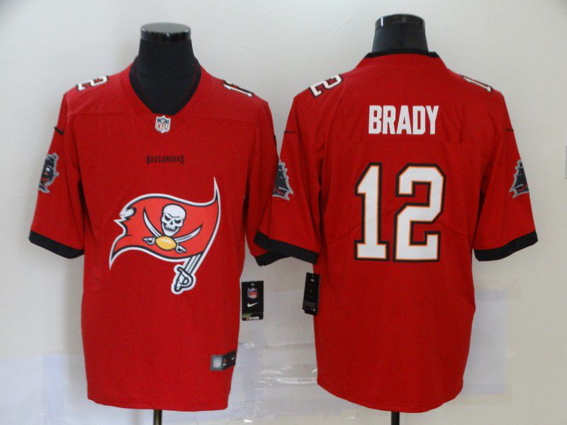 Men Tampa Bay Buccaneers #12 Brady Red Nike Team logo fashion NFL Jersey->new england patriots->NFL Jersey